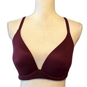 Victoria’s Secret Body by Victoria Lightly Lined Plunge Bralette SZ 34D Burgundy